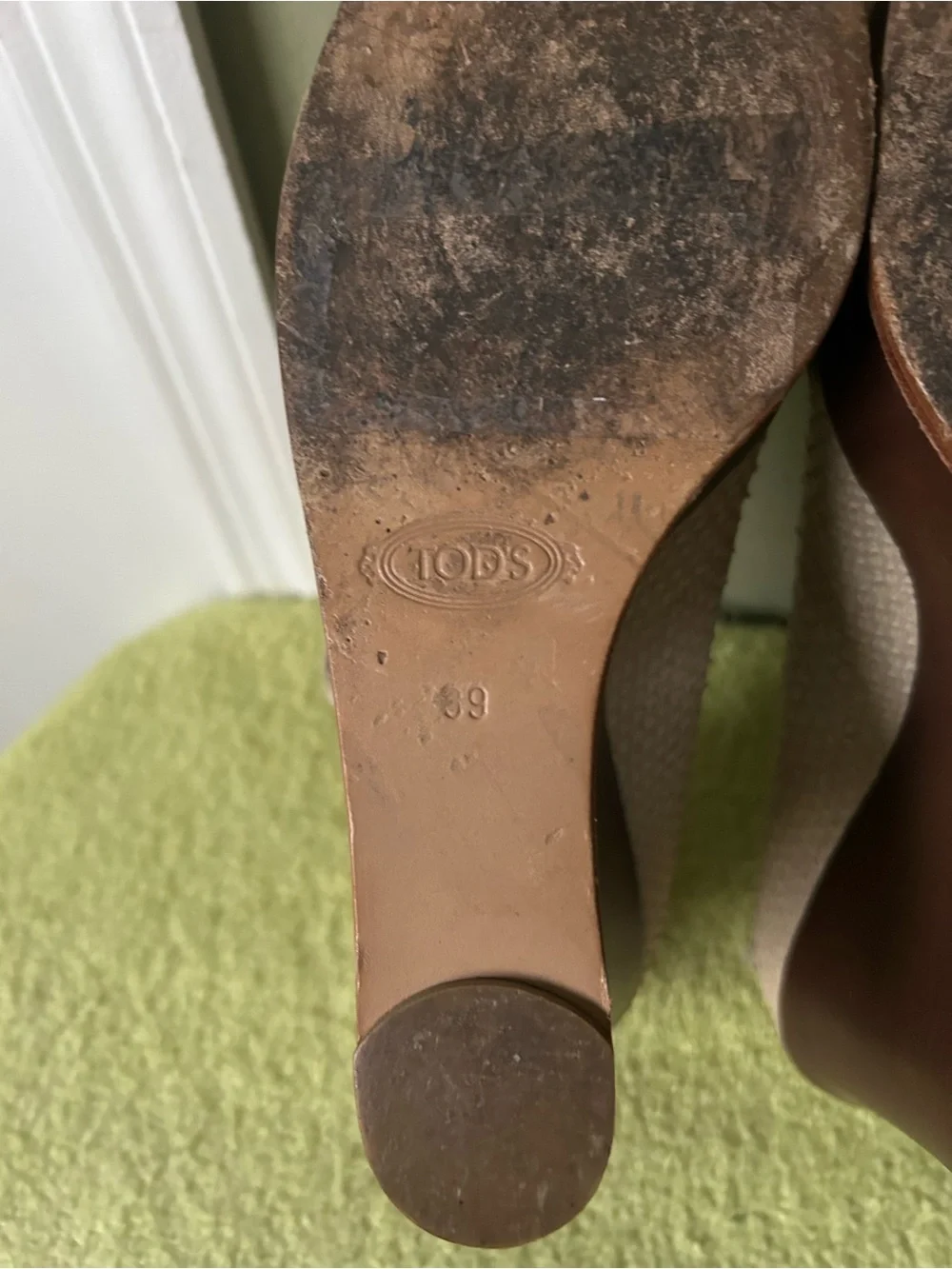 Tod's Beige Snake Skin Leather Mary Jane Wedge Pumps Sz 39